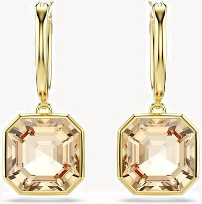 Swarovski Millenia Drop Earrings Square Cut, Caramel, Gold-tone Plated 5731148