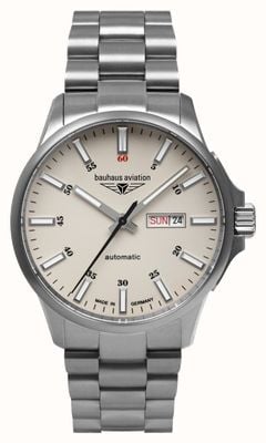 Bauhaus Aviation Titanium Day-Date Automatic (42mm) Beige Luminous Dial / Titanium Bracelet 2866M5