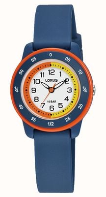 Lorus Youth 'Time Teacher' (27mm) White Dial / Blue Silicone Strap RRX53JX9
