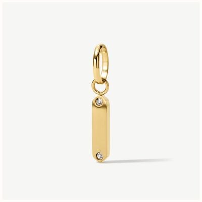 D.LOUISE Gold Tone White Stone Mini Tag Charm CH-29
