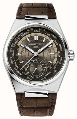 Frederique Constant Highlife Worldtimer Manufacture (41mm) Brown Sunray Dial / Brown Alligator Leather FC-718C4NH6