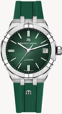 Maurice Lacroix Aikon Automatic (39mm) Green Clous de Paris Dial / Green Rubber AI6007-SS000-630-5
