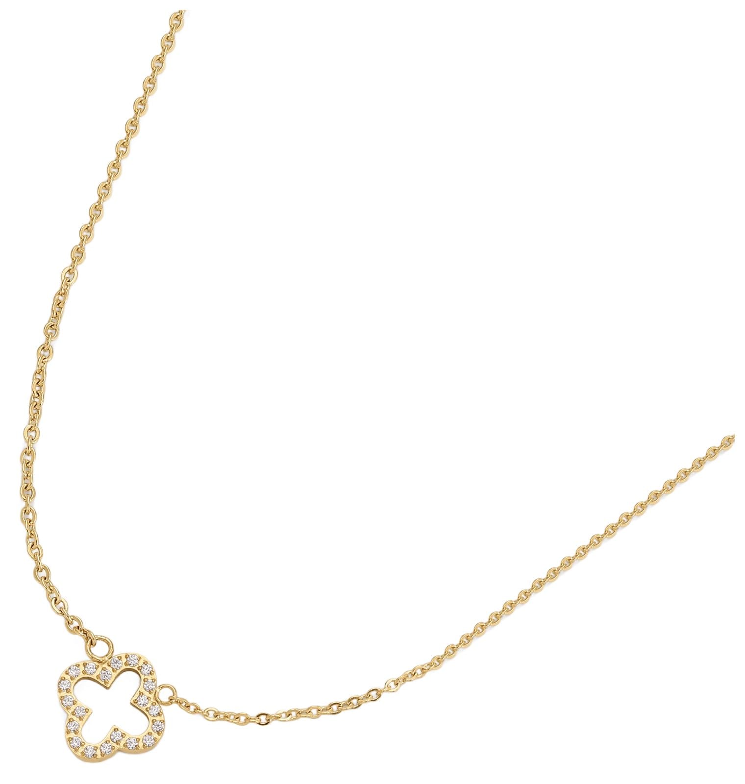 D.LOUISE SKN-37 PavÃ© Clover Pendant Necklace Stainless Jewellery