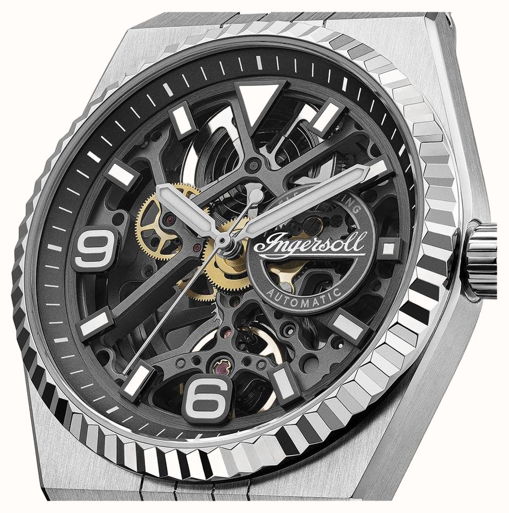 Ingersoll THE LANDING Automatic (40mm) Grey Skeleton Dial / Stainless Steel Bracelet I18701 - alternate view 2
