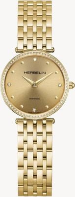 Herbelin Epsilon Diamond Quartz (28mm) Gold Sunray Dial / Gold PVD Stainless Steel Bracelet 17116BP1N68Y83