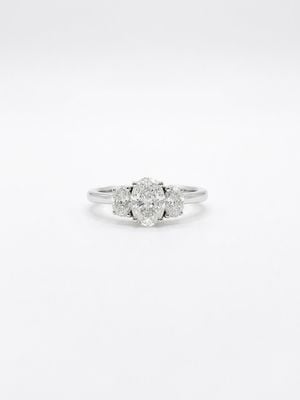 0.89ct Oval Natural Diamond Platinum Trilogy Ring J25396