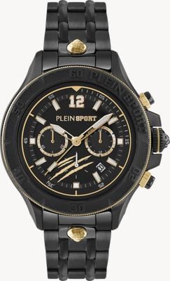 Plein Sport WARRIOR TECH Chronograph (47.5mm) Black Dial / Black PVD Stainless Steel Bracelet PS6BA0824