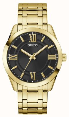 Guess ELLIOT (44mm) Black Sunray Dial / Gold PVD Stainless Steel Bracelet GW0893G4