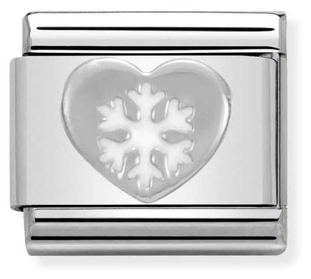 Nomination Classic Snowflake Heart Sterling Silver & Steel Enamel Charm 330204/02