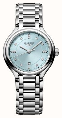 LONGINES PrimaLuna Quartz Diamond (30mm) Mint Blue Sunray Dial / Stainless Steel Bracelet L81424976
