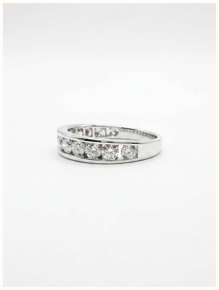 1ct Round Brilliant Natural Diamond 9ct White Gold Half Eternity Ring J48074 - alternate view 2