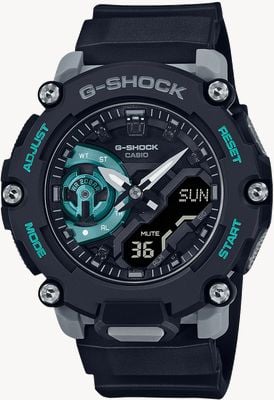 Casio G-Shock Carbon Core Guard Black and Turquoise Watch GA-2200M-1AER