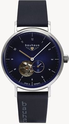 Bauhaus Classic Open Heart Automatic (41mm) Dark Blue Dial / Blue Leather Strap 21663
