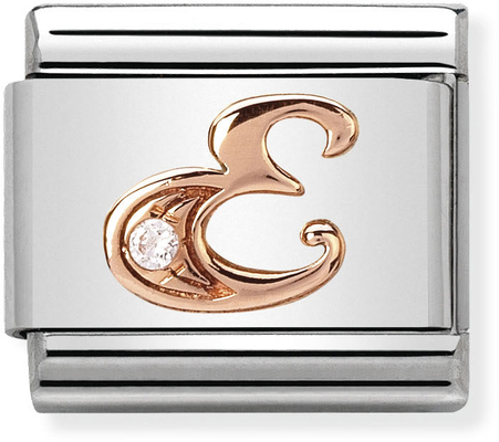 Nomination Classic Letter E 9ct Rose Gold & Steel Charm 430310/05