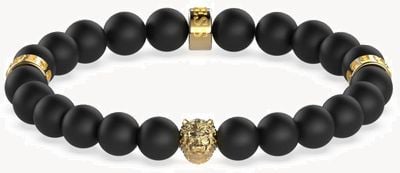 Guess Mens Stainless Steel Black Bead Bracelet UMB01303YG