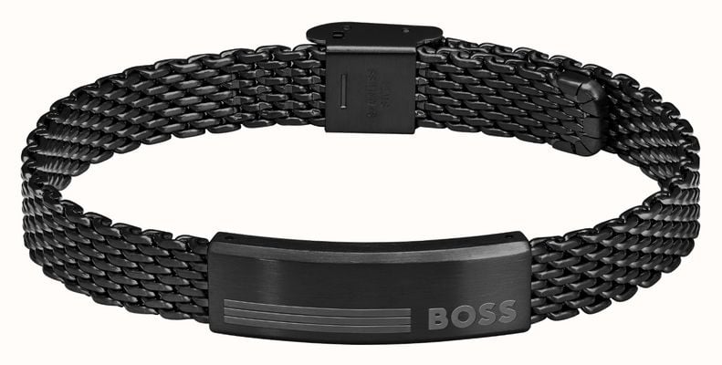 BOSS Jewellery Men's Alen Black Stainless Steel Bar Detail Bracelet 1580612