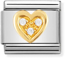 Nomination Classic Crystal Heart 18ct Gold & Steel Charm 030311/11