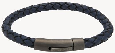 Unique & Co Blue Leather| IP Steel Clasp |  Bracelet B425BLUE/21CM