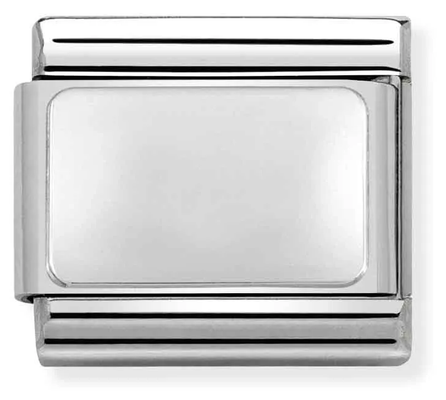 Nomination Classic ENGRAVED Steel And Silver Sterling Silver CUSTOM Smooth Plate Charm 330104/01