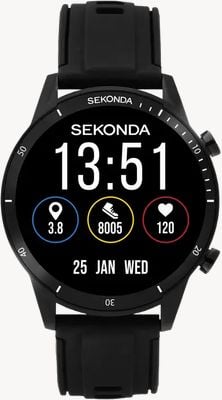 Sekonda Active Go Smartwatch (45mm) Digital Display / Black Silicone Strap 30287