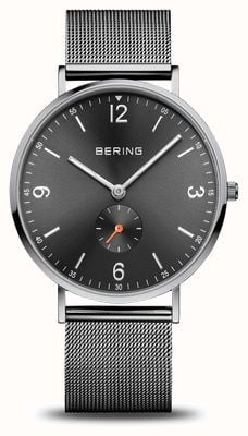 Bering Classic Quartz (40mm) Grey Sunray Dial / Grey PVD Stainless Steel Mesh Bracelet 14040-377