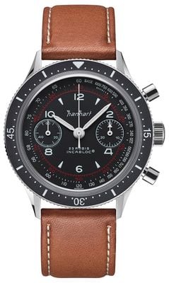 Hanhart 415 ES Pure (39mm) Black Dial / Light Brown Leather Strap - M H703.215-8210