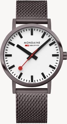 Mondaine Classic (40mm) White Dial / Brown IP Stainless Steel Mesh Bracelet A660.30360.1BSBZ