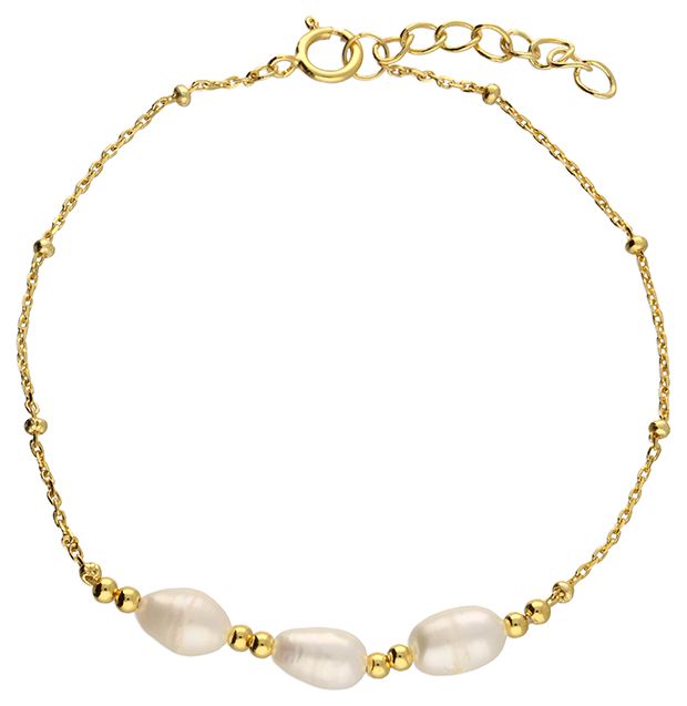 James Moore CME H4915/Y Silver Gold Plate Bead Trio Pearl Jewellery