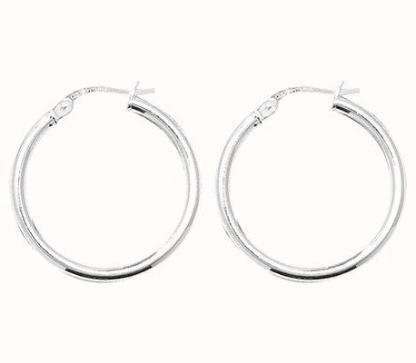 James Moore TH Silver 20mm Plain Hoop Earrings G5257