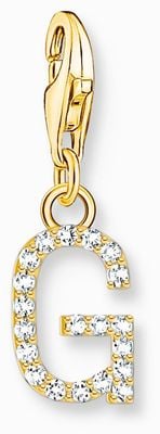 Thomas Sabo Charm Pendant Letter G With White Stones Gold Plated 1970-414-14