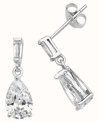 James Moore TH SILVER DOUBLE CZ DROP EARRINGS G51120