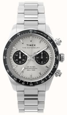 Timex Waterbury Heritage Chronograph (39mm) Silver Sunray Dial / Stainless Steel Bracelet TW2Y19200