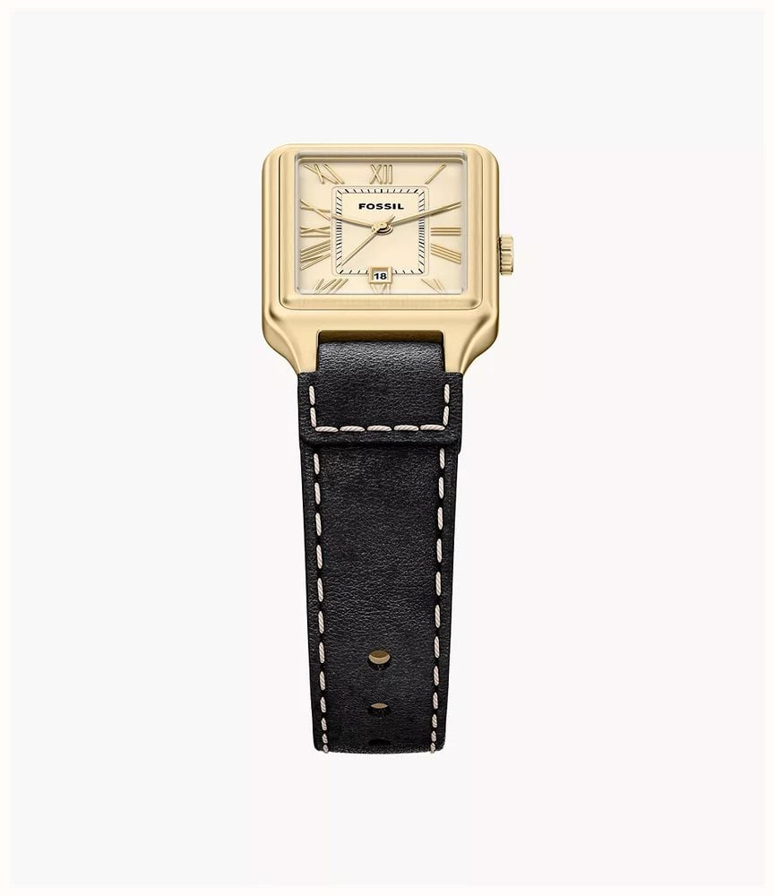 Fossil Raquel 23 mm Three-Hand Date Black Leather Fossil Watch ES5505 - alternate view 4