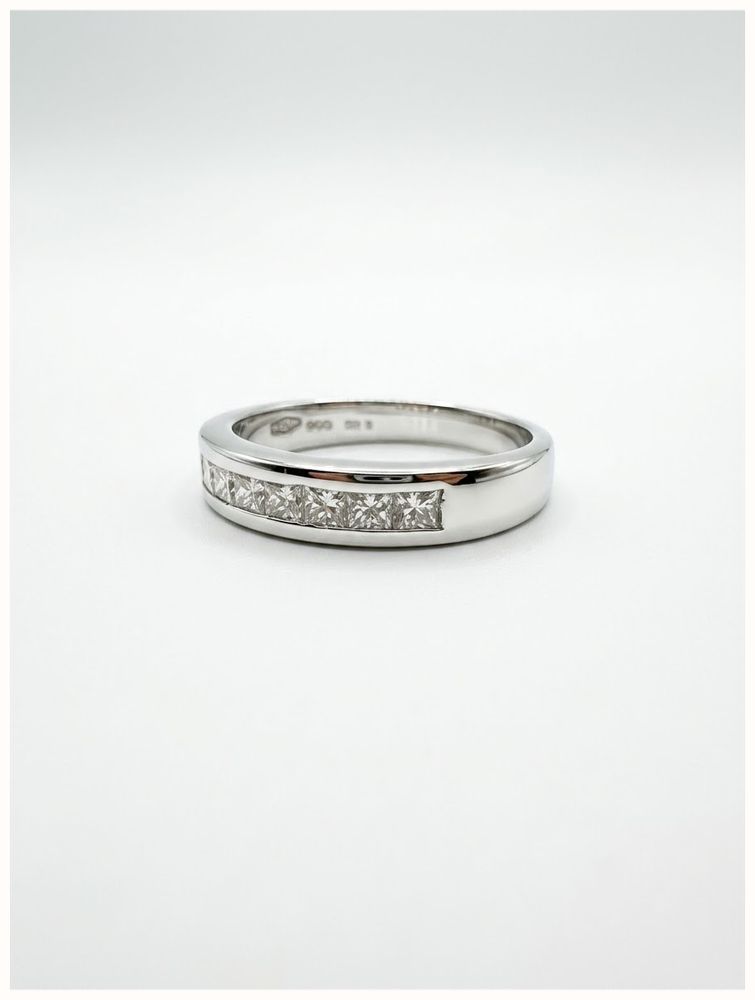 0.52ct Princess Natural Diamond 9ct White Gold Half Eternity Ring LFS1700-W - alternate view 2