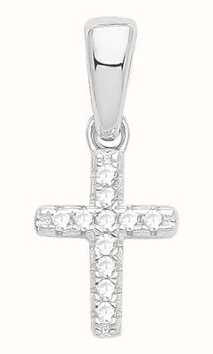 James Moore TH Silver Rodium Plated CZ Set Cross Pendant G61078