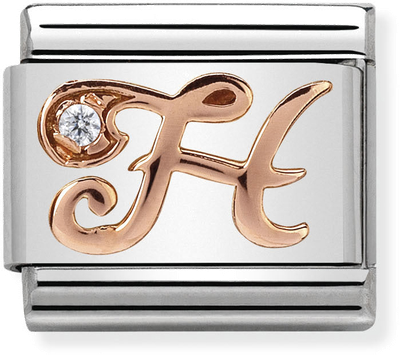 Nomination Classic Letter H 9ct Rose Gold & Steel Charm 430310/08