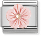 Nomination Composable Classic STONE SYMBOLS In Stainless Steel And 9k Rose Gold Flower In ROSE CORAL 430510/03