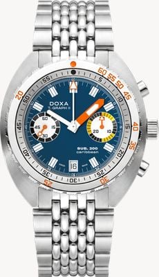 DOXA SUB 200 T.GRAPH II Caribbean (42mm) Blue Iconic Dial / Stainless Steel Rice-Grain Watch 806.10.201.10