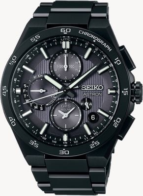Seiko Astron ‘Deep Night’ 5X GPS Solar Chronograph (43.3mm) Black Dial / Black Titanium Bracelet SSH155J1