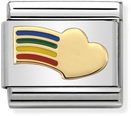 Nomination Classic Heart 18ct Gold & Steel Enamel Charm 030283/12