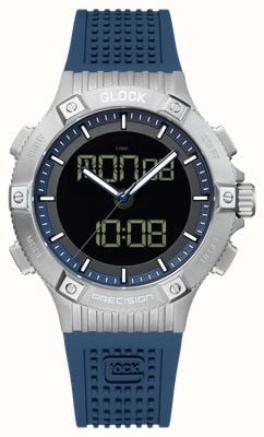 GLOCK Precision Dual-Display World Timer (44mm) Digital Dial / Blue Silicone RTF Strap GW-24-2-24