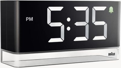 Braun BC27 Digital LED Rectangular Alarm Clock - Black - W18cm x H9cm x D6.2cm (UK Adaptor) Watch BC27BUK