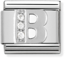 Nomination Classic Letter B Sterling Silver & Steel Cubic Zirconia Charm 330301/02