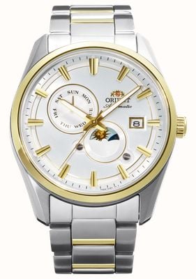 Orient Stretto Sun & Moon Automatic (41.5mm) White Dial / Stainless Steel Bracelet RA-AK0312S30B