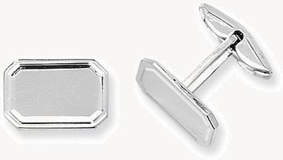 Treasure House Sterling Silver Plain Rectangular Cufflinks G9026