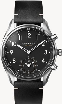 Kronaby APEX Hybrid Smartwatch (43mm) Black Dial / Black Italian Leather Strap S1399/1
