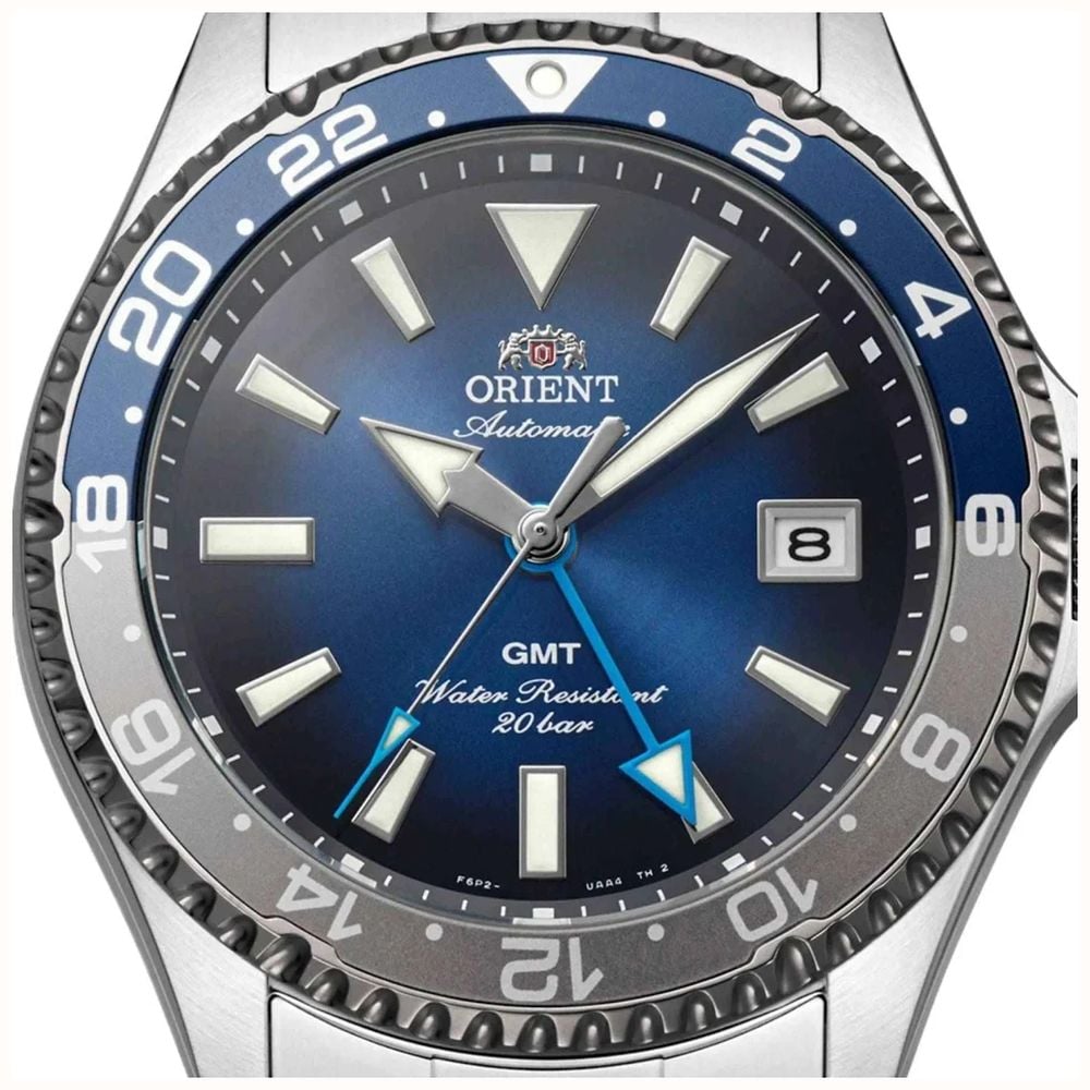 Orient Mens Automatic Blue Gradient Dial 24-Hour Rotating Bezel Stainless Steel Bracelet RA-BC0005L30B - alternate view 2
