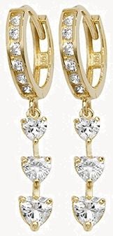 9k Yellow Gold Cubic Zirconia Drop Earrings ER1112