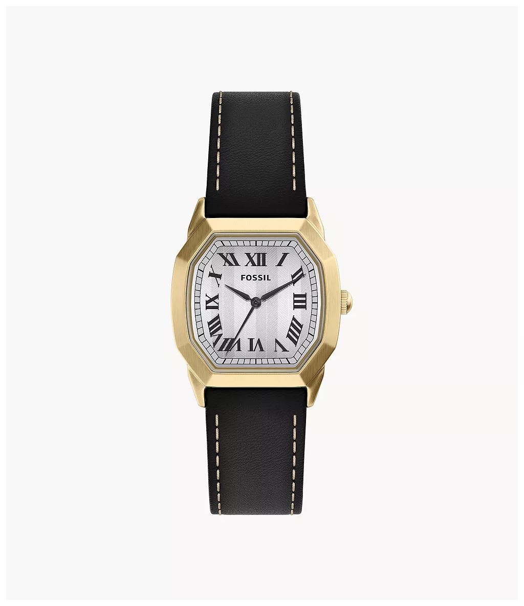 Fossil FS6215 Harlow 33 mm Three-Hand Black Leather Watch