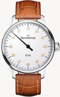MeisterSinger No.1 White Dial / Brown Leather Strap AM3301G